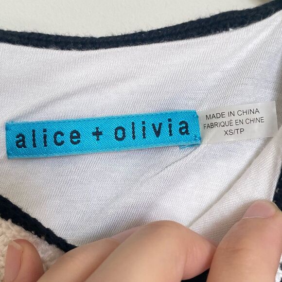 Alice + Olivia Monaco Crochet Pleated Peplum Dress Black and White Size XS NWT - Picture 9 of 13